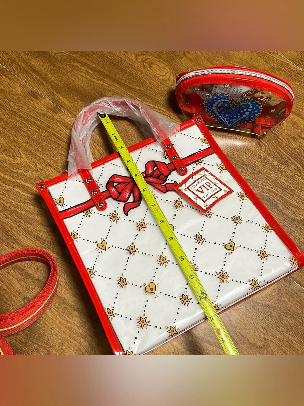 Brighton Celebrate VIP Women’s Clear Red Trim Tote Bag and Pouch Sets Included